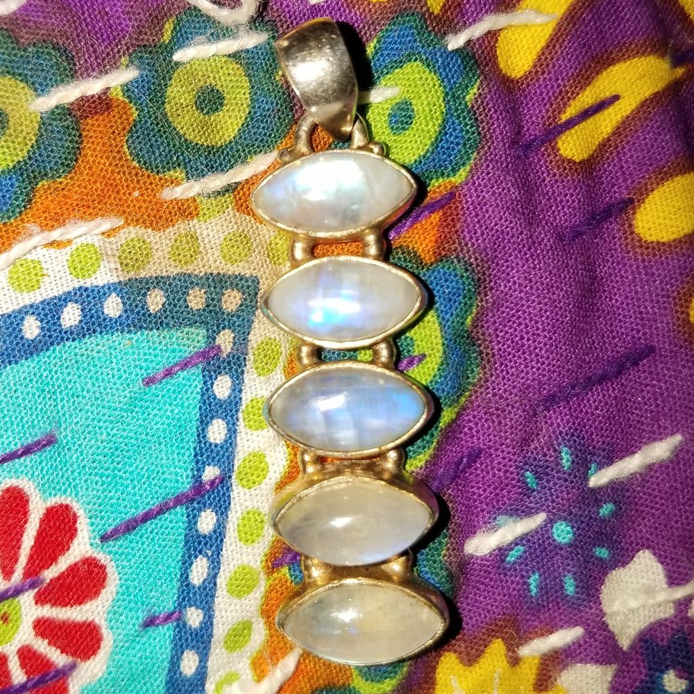 5 marquis shaped moonstone solid 925 sterling pendant NEW!